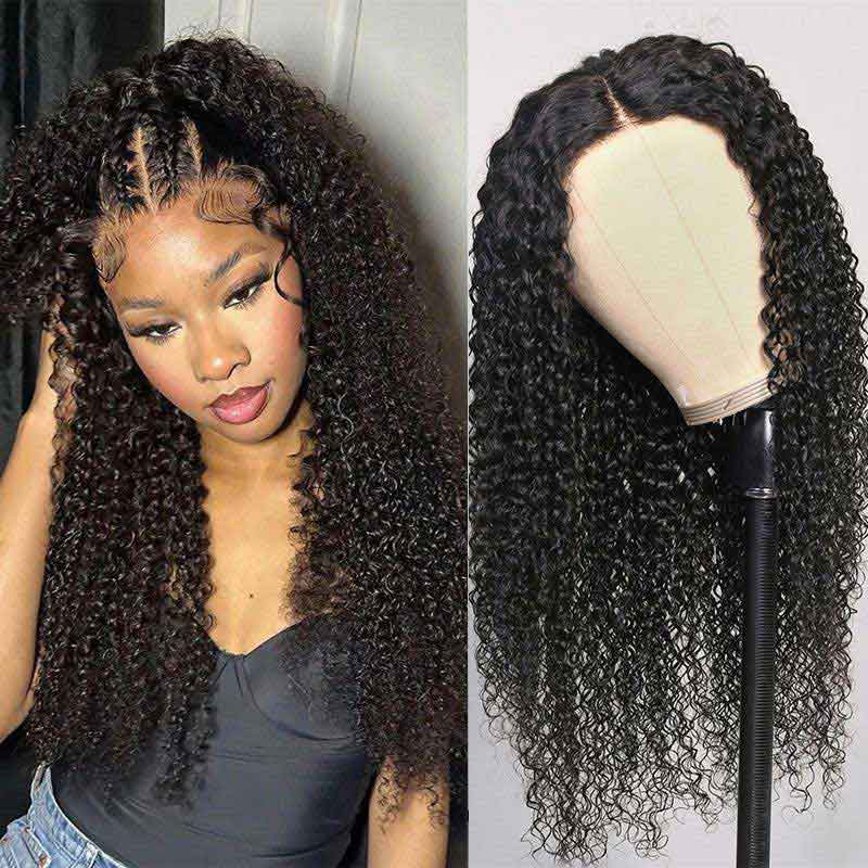 Ulike Pre Cut Lace Jerry Curly 5X5 Transparent Lace Closure Wigs Pre Plucked Breathable Air Wig