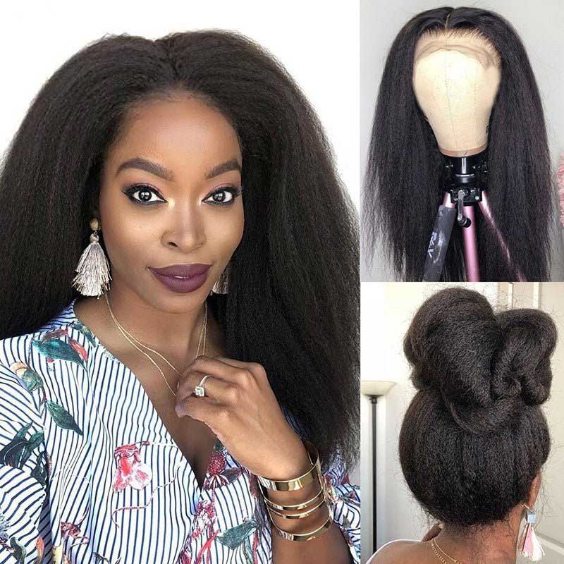 Ulike Pre-Plucked 13x6 HD Lace FrontaL Wigs With Baby Hair Kinky Straight Human Hair Wigs Online 180% Density