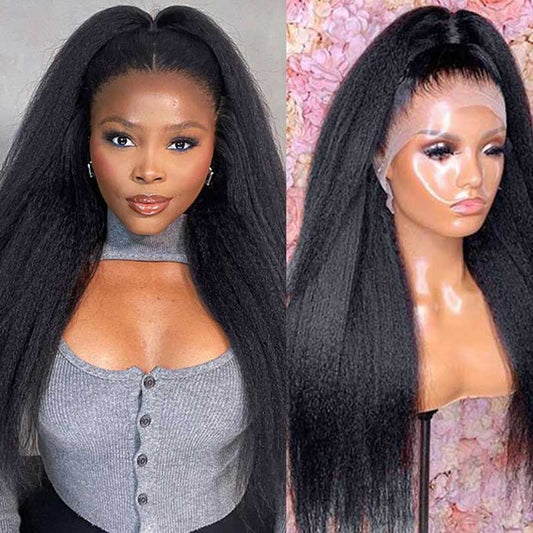 Ulike Pre-Plucked 13x6 HD Lace FrontaL Wigs With Baby Hair Kinky Straight Human Hair Wigs Online 180% Density