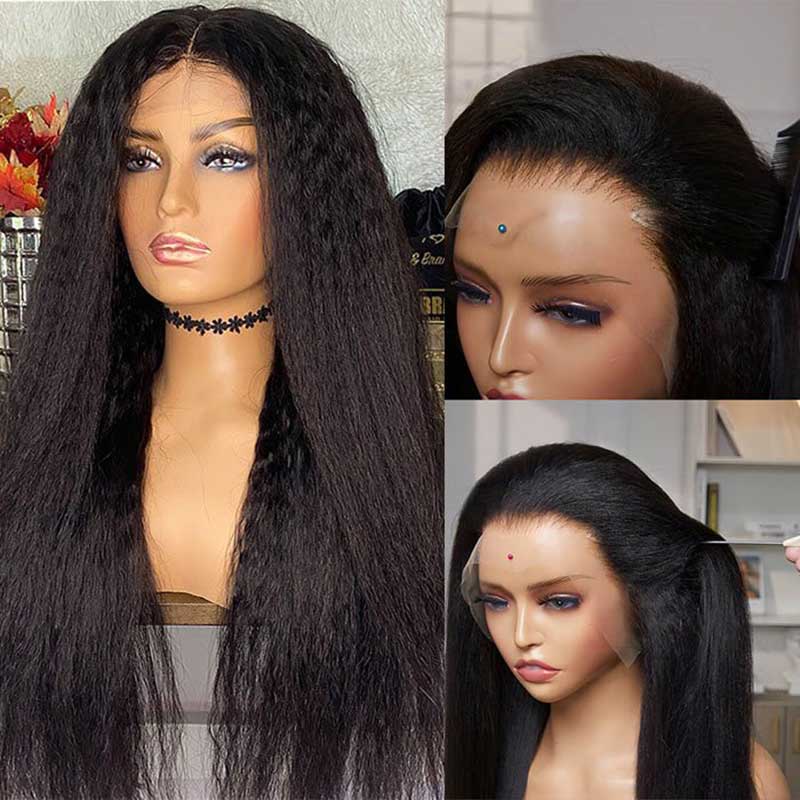 Ulike Pre-Plucked 13x6 HD Lace FrontaL Wigs With Baby Hair Kinky Straight Human Hair Wigs Online 180% Density