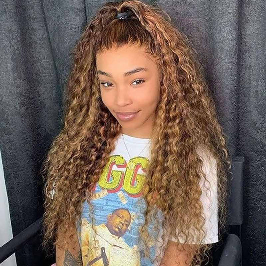 Ulike Pre Plucked 4/27 Highlight Color Deep Wave 360 Transparent Lace Frontal Wigs