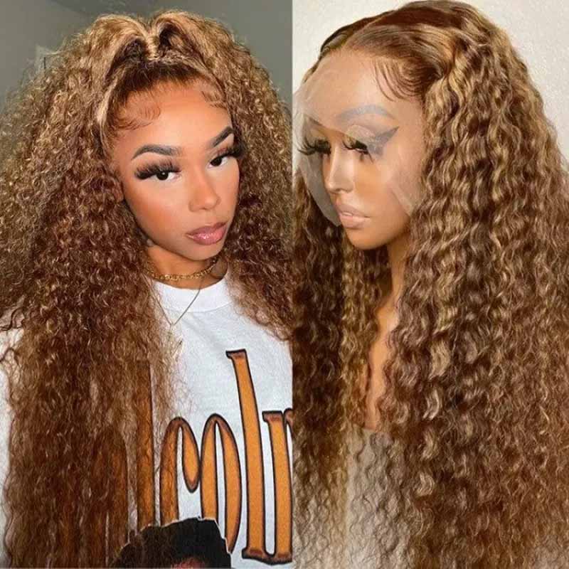 Ulike Pre Plucked 4/27 Highlight Color Deep Wave 360 Transparent Lace Frontal Wigs