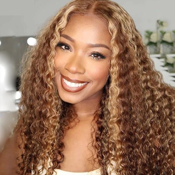 Ulike Pre Plucked 4/27 Highlight Color Deep Wave 360 Transparent Lace Frontal Wigs