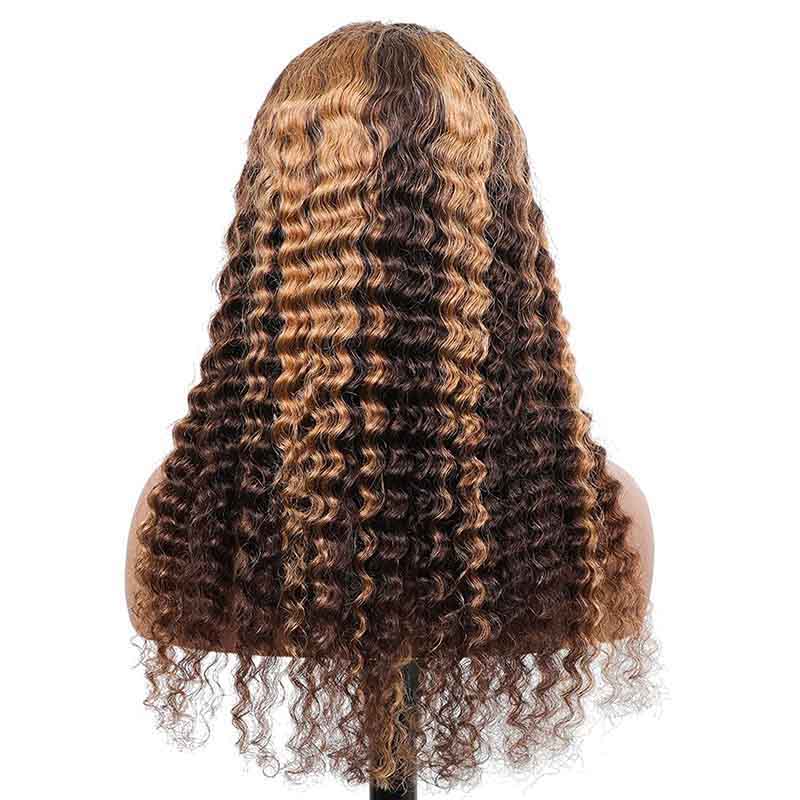 Ulike Pre Plucked 4/27 Highlight Color Deep Wave 360 Transparent Lace Frontal Wigs