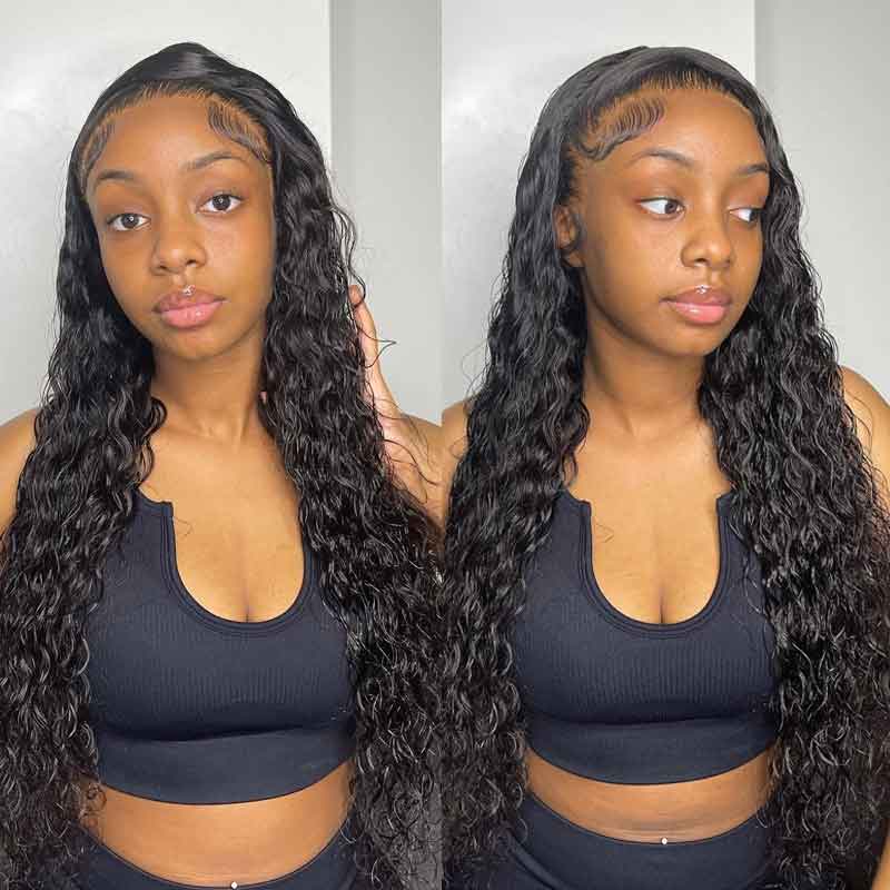 Ulike Pre Plucked Transparent Lace 13x4 Water Wave Human Hair Wigs With Natural Hairline