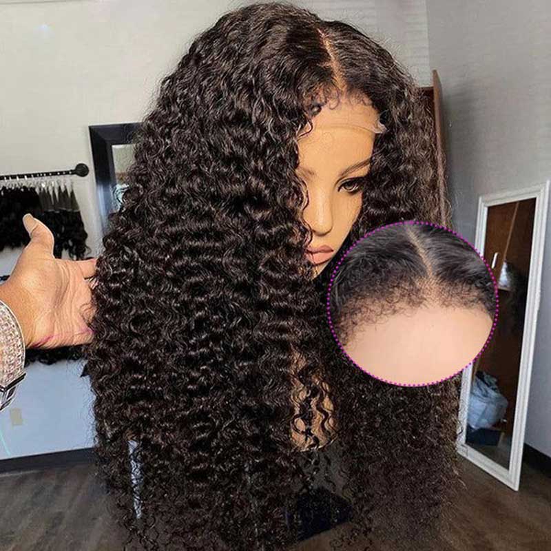 Ulike Realistic Deep Wave 360 Lace Front Wigs 4C Edges Curly Baby Hairline Wigs