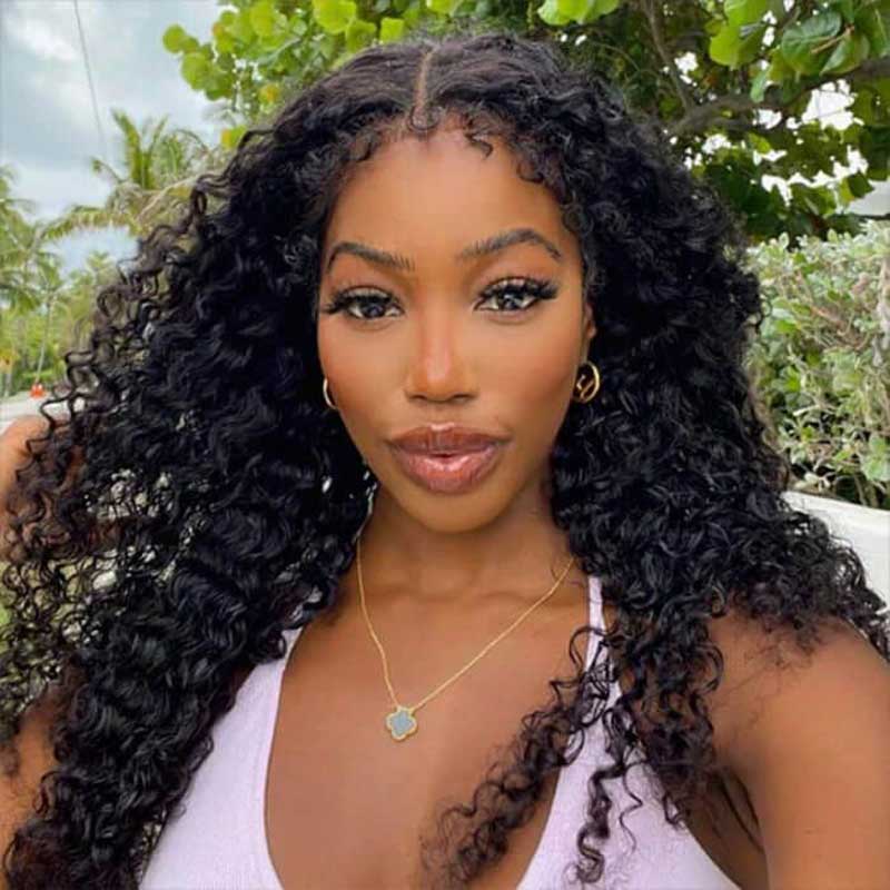 Ulike Realistic Deep Wave 360 Lace Front Wigs 4C Edges Curly Baby Hairline Wigs