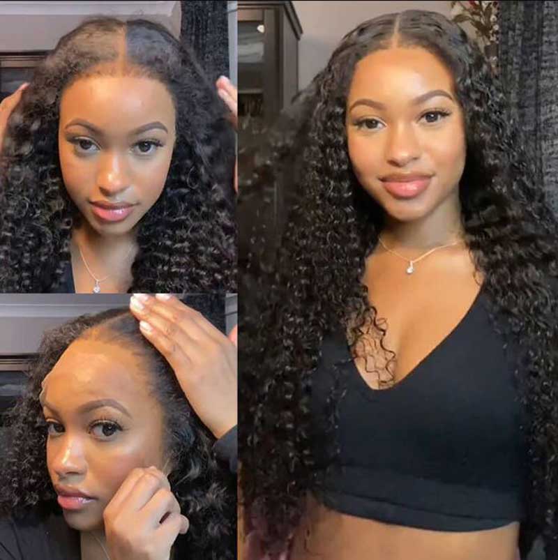 Ulike Realistic Deep Wave 360 Lace Front Wigs 4C Edges Curly Baby Hairline Wigs