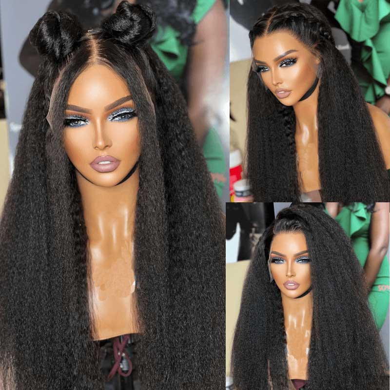 Ulike Realistic Kinky Straight 13×6 HD Lace Front Wig Pre-Plucked Hairline 250% Density