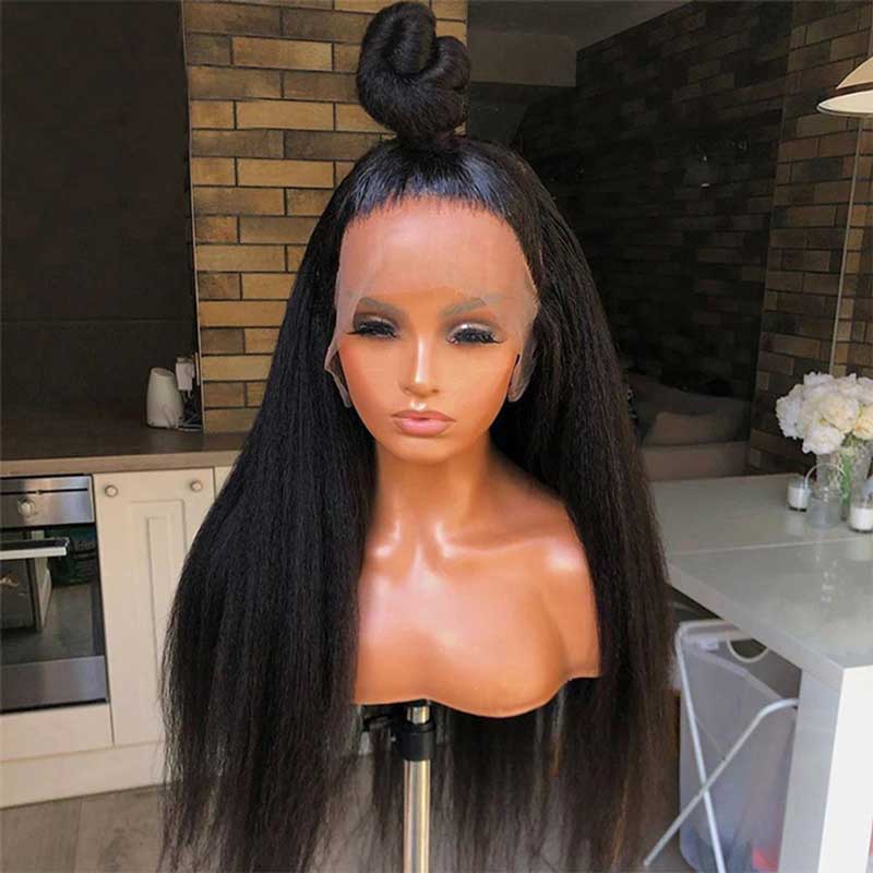 Ulike Realistic Kinky Straight 13×6 HD Lace Front Wig Pre-Plucked Hairline 250% Density