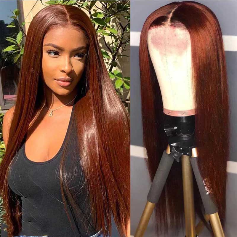 Ulike Reddish Brown Color Straight 360 Lace Frontal Wigs Perfect Colored Wigs