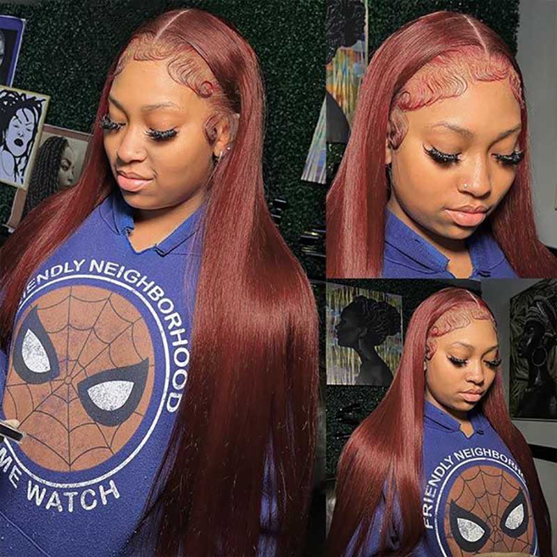 Ulike Reddish Brown Color Straight 360 Lace Frontal Wigs Perfect Colored Wigs