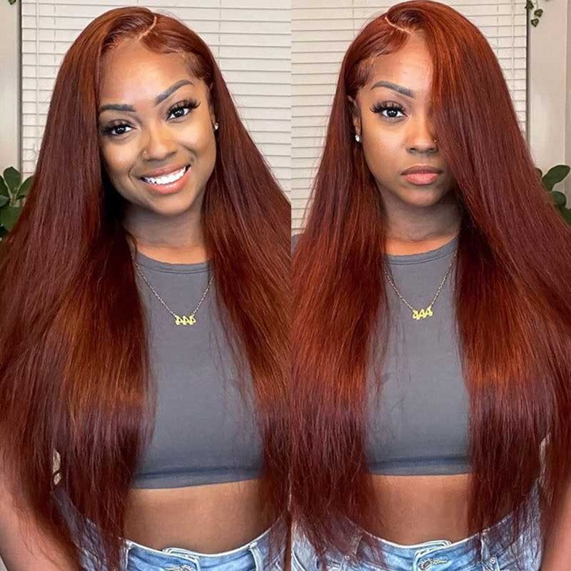 Ulike Reddish Brown Color Straight 360 Lace Frontal Wigs Perfect Colored Wigs