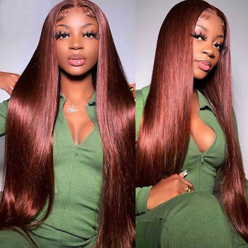 Ulike Reddish Brown Color Straight 360 Lace Frontal Wigs Perfect Colored Wigs