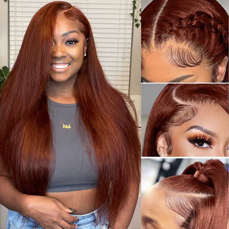 Ulike Reddish Brown Color Straight 360 Lace Frontal Wigs Perfect Colored Wigs