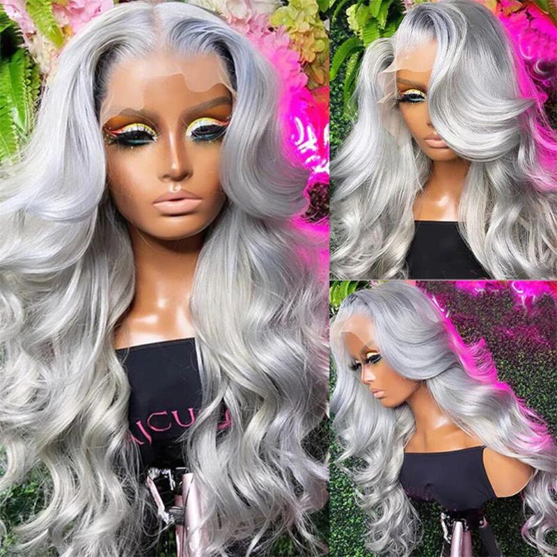 Ulike Silver Grey Colored Lace Front Wigs Straight/Body Wave 13×4 Transparent Lace Wigs