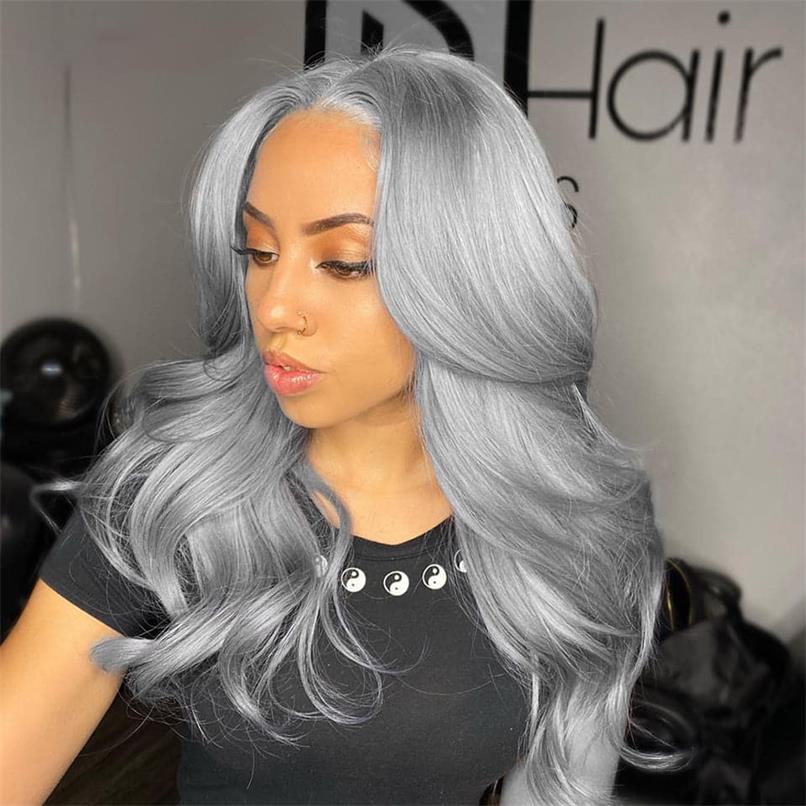 Ulike Silver Grey Colored Lace Front Wigs Straight/Body Wave 13×4 Transparent Lace Wigs