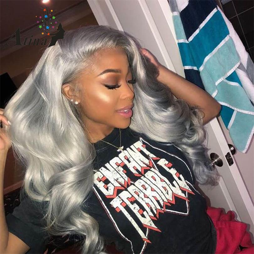 Ulike Silver Grey Colored Lace Front Wigs Straight/Body Wave 13×4 Transparent Lace Wigs
