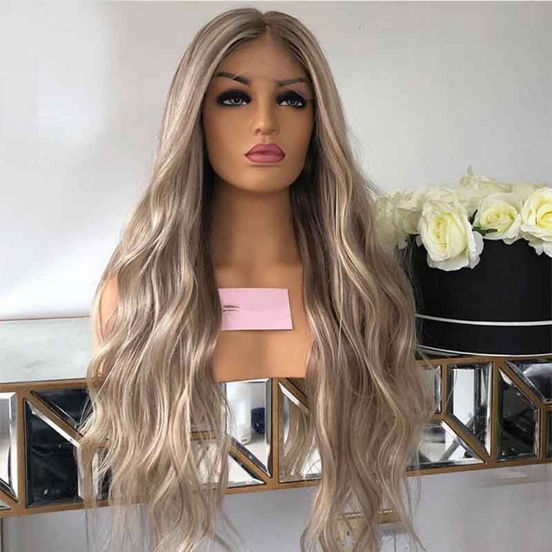 Ulike Body Wave Brown Hair With 613 Blonde Balayage Highlight 13x4 Lace Frontal Wig Shadow Root Transparent Lace Wigs