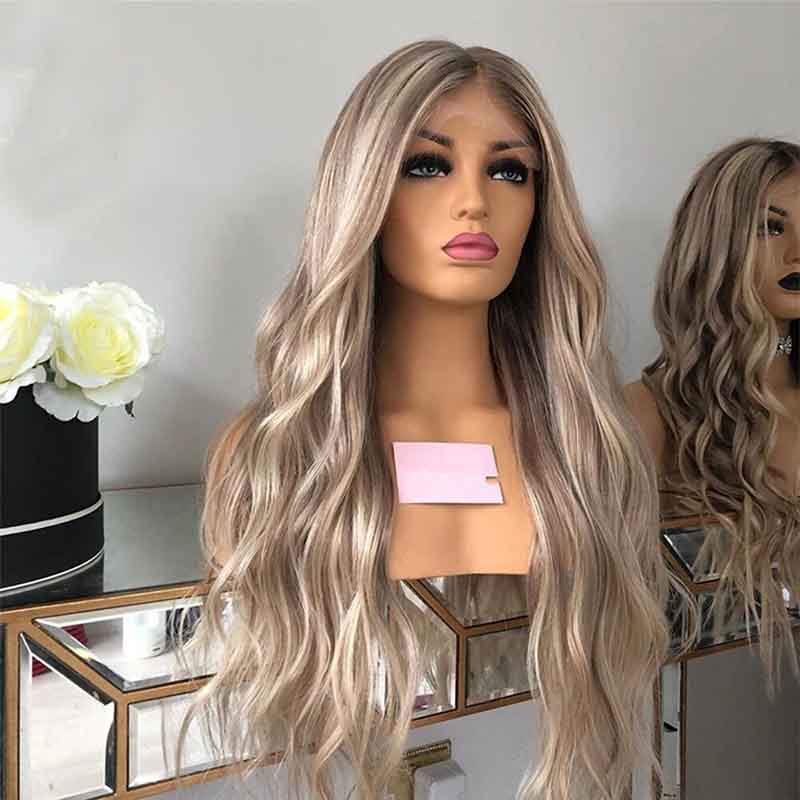 Ulike Body Wave Brown Hair With 613 Blonde Balayage Highlight 13x4 Lace Frontal Wig Shadow Root Transparent Lace Wigs