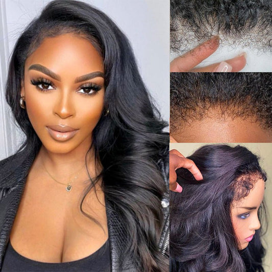 Ulike Type 4C Edges Hairline Body Wave Transparent Lace Wig 13×4 Lace Front Wigs With 4C Hairline