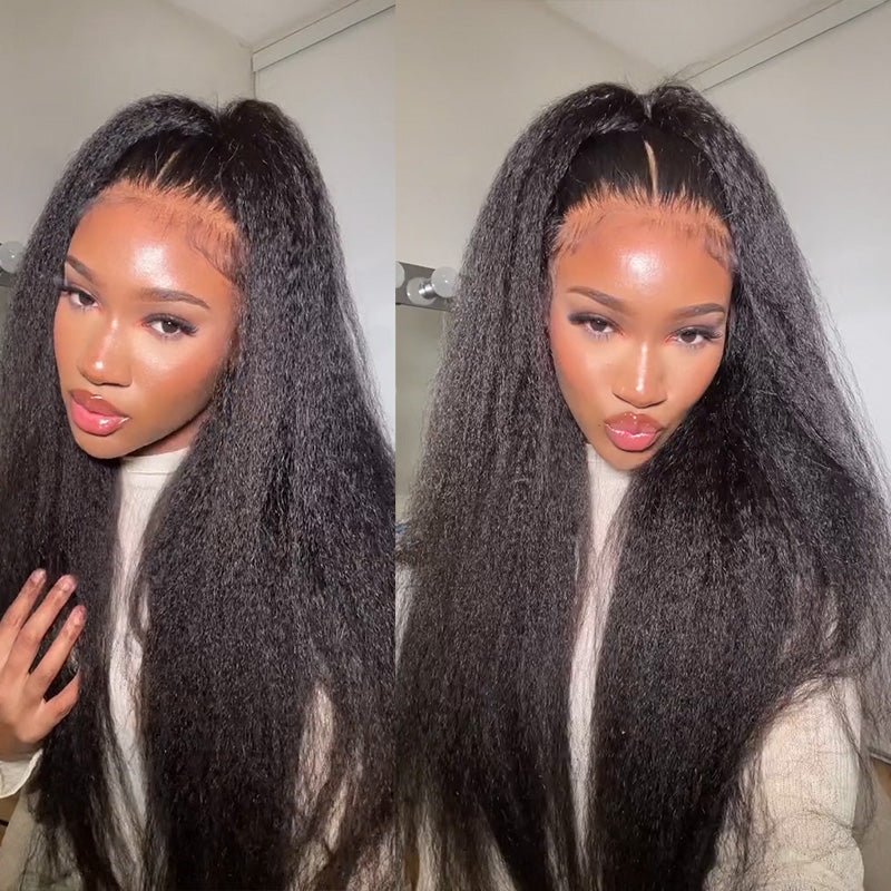 Ulike Versatile Kinky Straight Transparent 360 Lace Wigs Pre-Plucked Natural Hairline