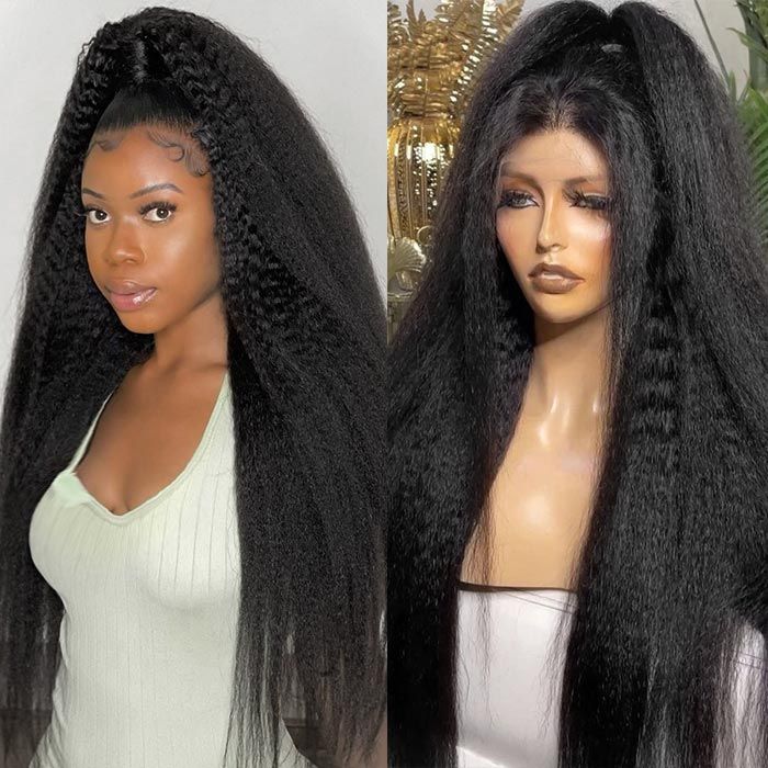 Ulike Versatile Kinky Straight Transparent 360 Lace Wigs Pre-Plucked Natural Hairline