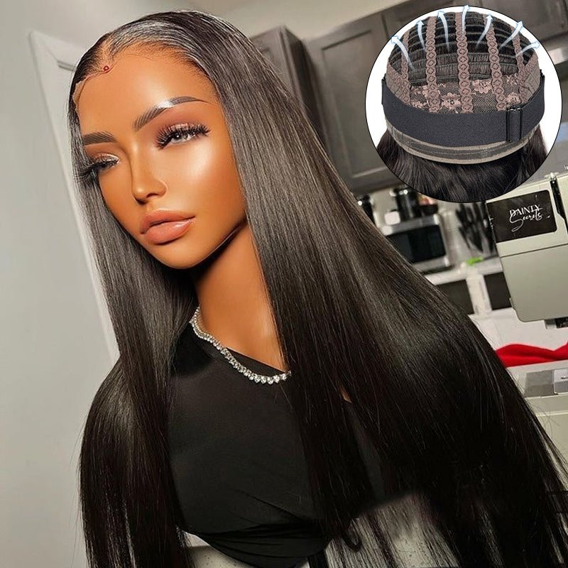 Alibonnie Wear Go Straight Wigs 5X5 Transparent Lace Pre Cut Glueless Wigs With Breathable Cap Beginner Friendly