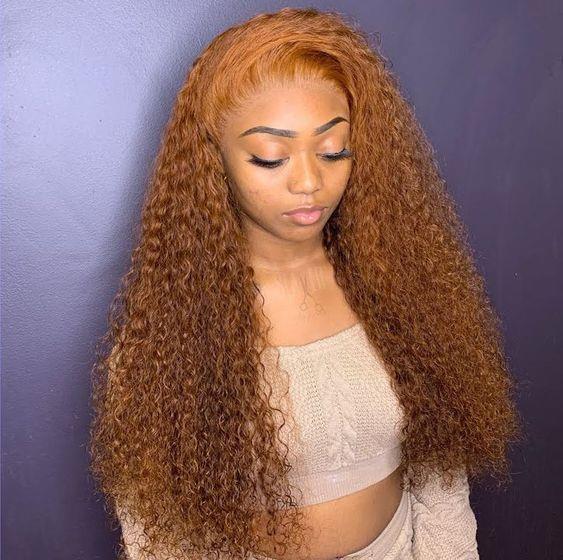 Auburn Ginger Color Curly Hair Wigs Virgin Human Hair 13x4 Lace Frontal Wig Pre Plucked Beginner Friendly