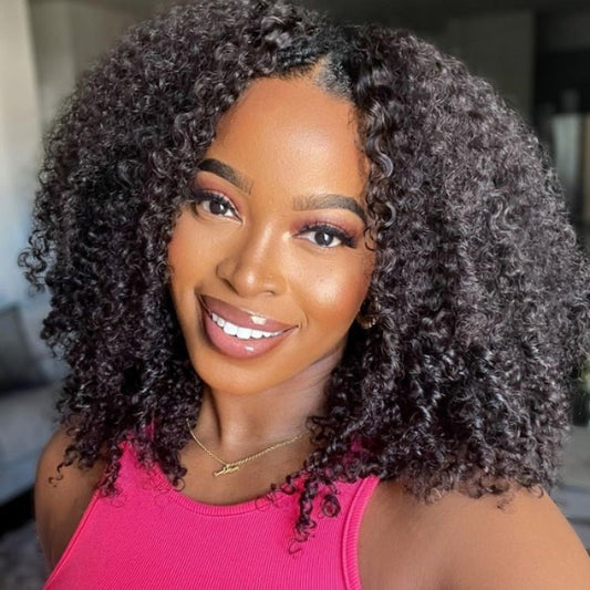 Beginner Friendly Thin V Part Wig Natural Scalp Curly Human Hair Upgrade U part Wig No Leave out