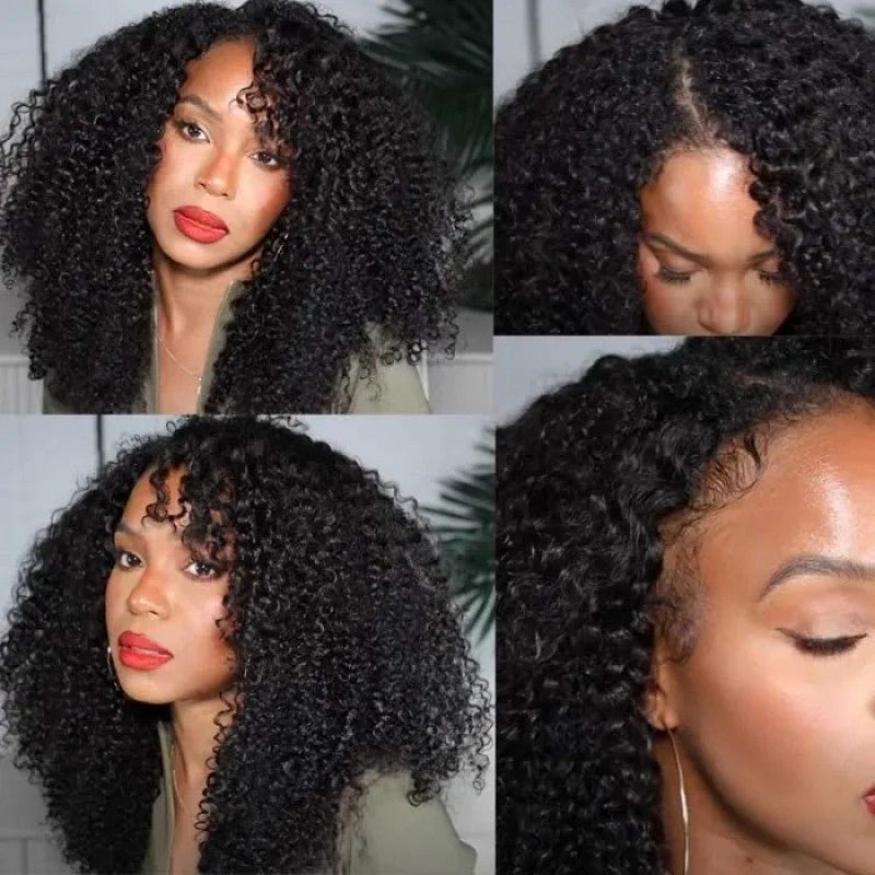 Beginner Friendly Thin V Part Wig Natural Scalp Curly Human Hair Upgrade U part Wig No Leave out