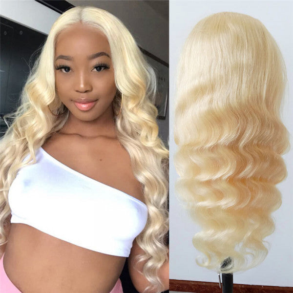 613 Blonde Hair Color Body Wave 13x6 HD Lace Frontal Wigs Human Hair