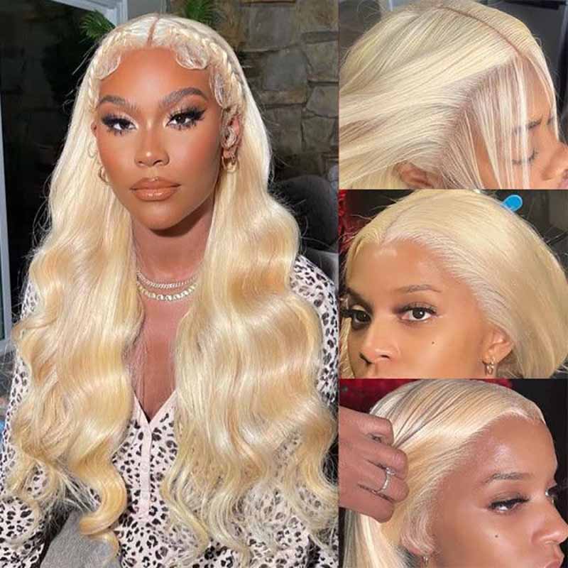 Blonde #613 Brazilian Body Wave Wig 13x4 Lace Front Human Hair Wigs Pre Plucked Ready To Wear