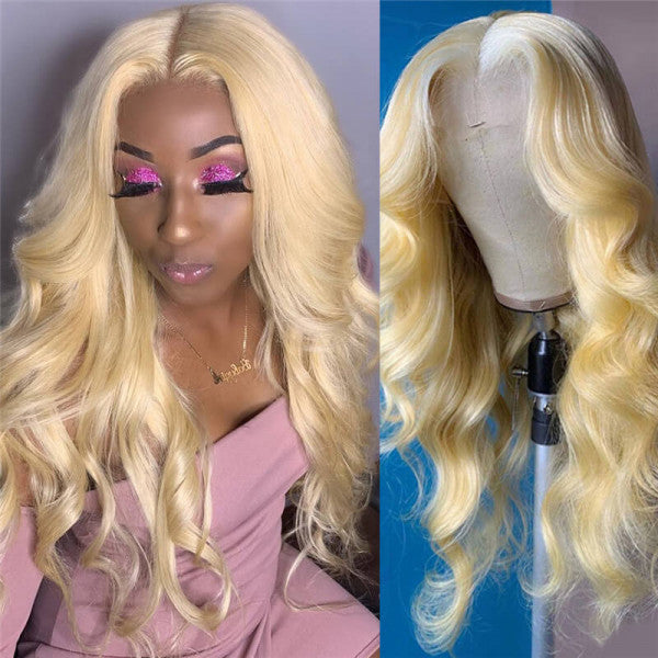 613 Blonde Hair Color Body Wave 13x6 HD Lace Frontal Wigs Human Hair