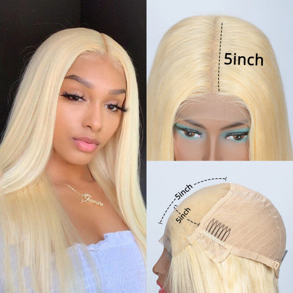 Blonde Color Body Wave 5×5 HD Lace Closure Wigs Human Hair