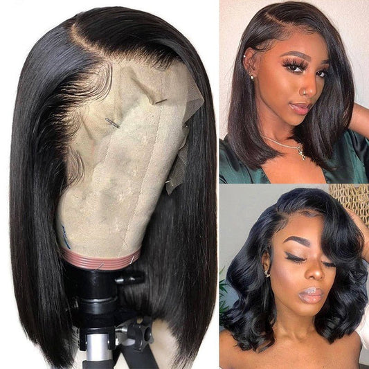 Bob Wig Human Hair 4x4 13x4 Lace Front Short Straight Bob Wig Pre Plucked With Baby Hair