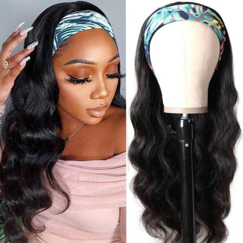 Body Wave Headband Wigs Glueless Brazilian Human Hair Wigs With Headbands None Lace Wigs