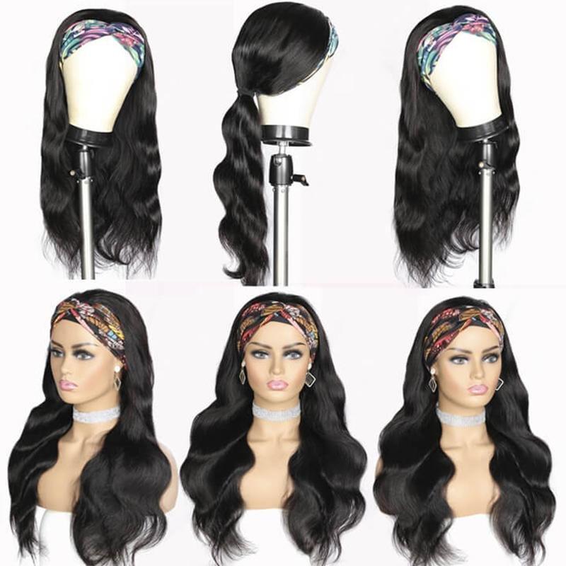 Body Wave Headband Wigs Glueless Brazilian Human Hair Wigs With Headbands None Lace Wigs