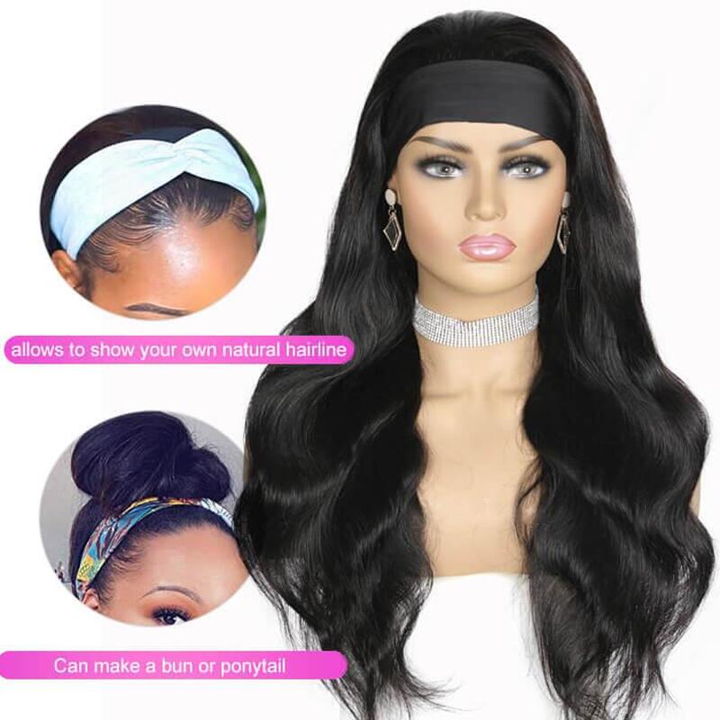 Body Wave Headband Wigs Glueless Brazilian Human Hair Wigs With Headbands None Lace Wigs