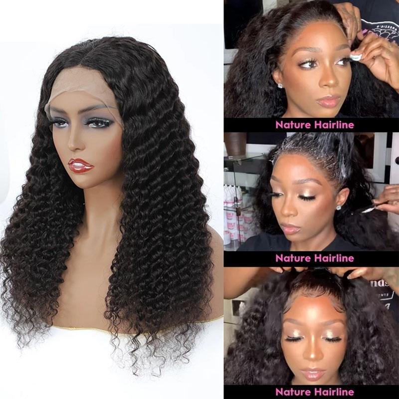 Deep Wave Lace Frontal Wigs 10-32 Inchs Real Human Hair 13x4 Lace Front Wig