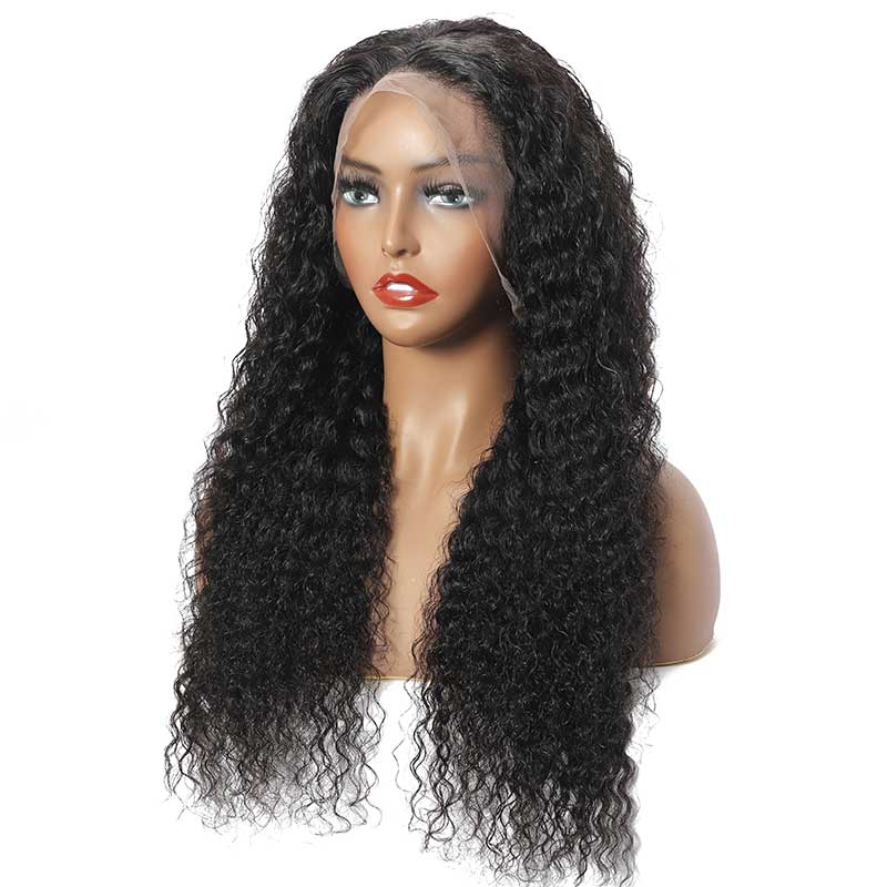 Full Lace Deep Wave Virgin Human Hair Transparent Lace Wigs With Pre Plucked 180% Density