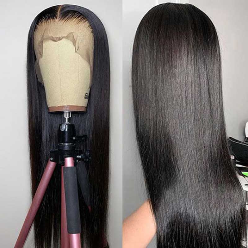 Full Lace Wig Transparent Lace Straight Human Hair Wigs 180% Density