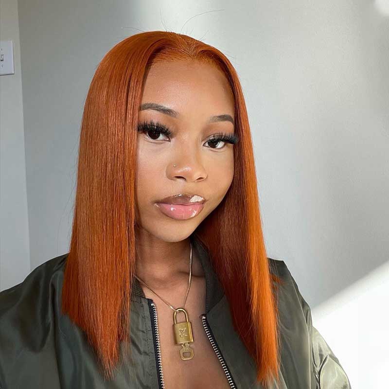 Ginger Color Short Bob Wigs 100% Virgin Human Hair