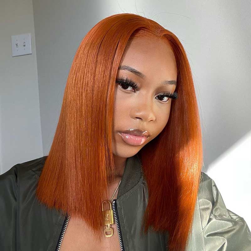 Ginger Color Short Bob Wigs 100% Virgin Human Hair