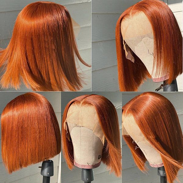 Ginger Color Short Bob Wigs 100% Virgin Human Hair