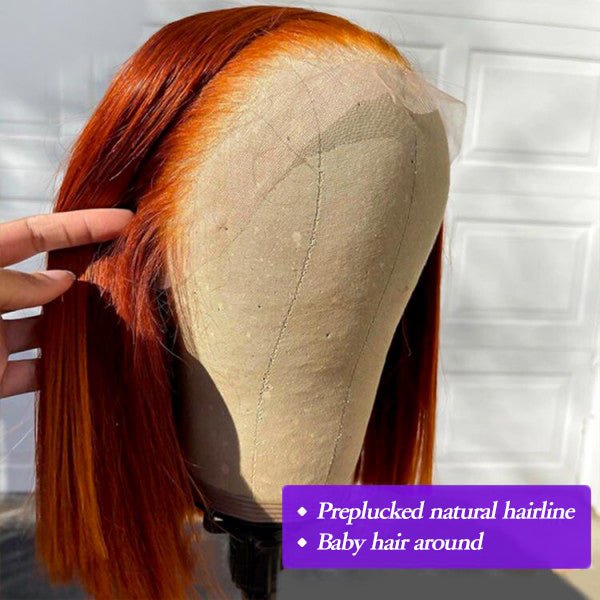 Ginger Color Short Bob Wigs 100% Virgin Human Hair