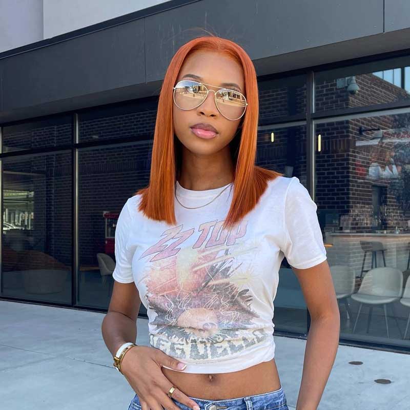 Ginger Color Short Bob Wigs 100% Virgin Human Hair