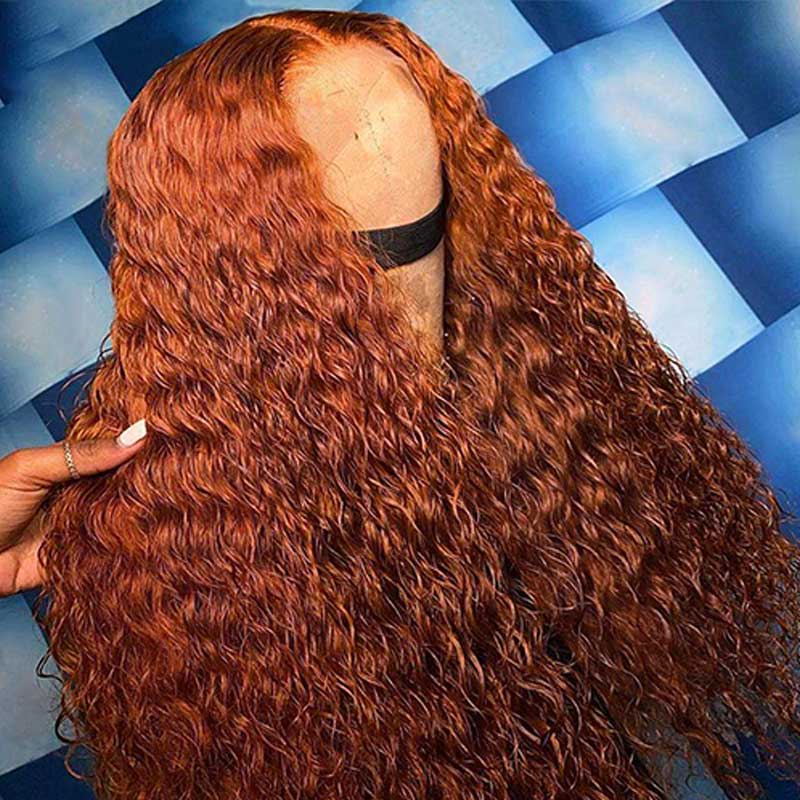 Ginger Orange Water Wave Lace Front Wig Pre Plucked