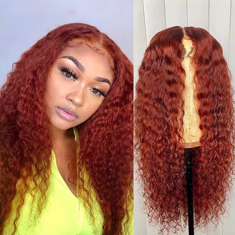 Ginger Orange Water Wave Lace Front Wig Pre Plucked