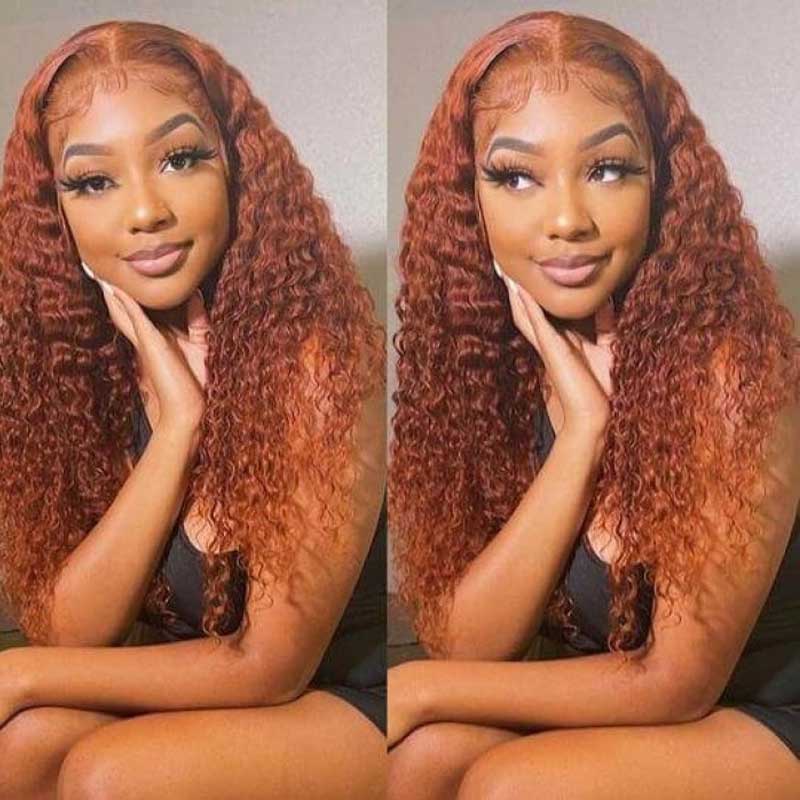 Ginger Orange Water Wave Lace Front Wig Pre Plucked